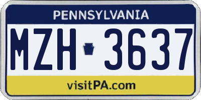 PA license plate MZH3637