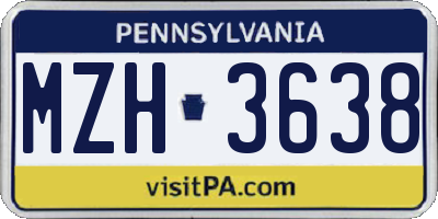 PA license plate MZH3638
