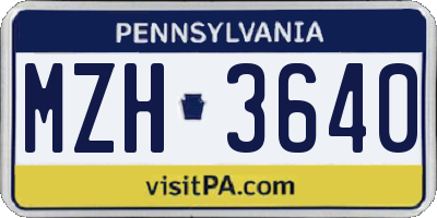 PA license plate MZH3640