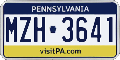 PA license plate MZH3641