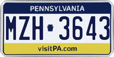 PA license plate MZH3643