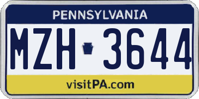 PA license plate MZH3644