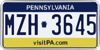 PA license plate MZH3645