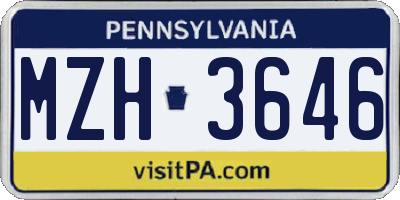 PA license plate MZH3646
