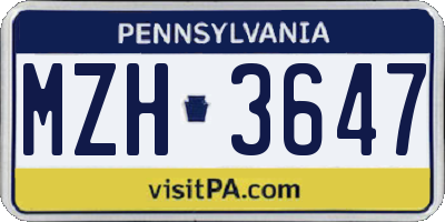 PA license plate MZH3647