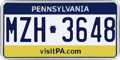 PA license plate MZH3648