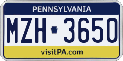 PA license plate MZH3650