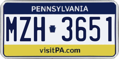 PA license plate MZH3651