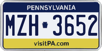 PA license plate MZH3652