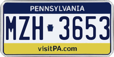 PA license plate MZH3653