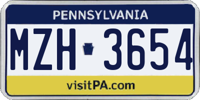 PA license plate MZH3654