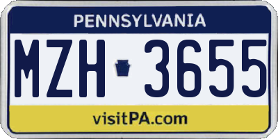 PA license plate MZH3655