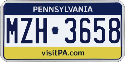 PA license plate MZH3658