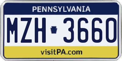 PA license plate MZH3660