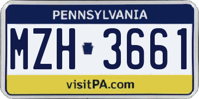 PA license plate MZH3661