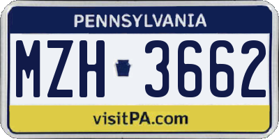 PA license plate MZH3662