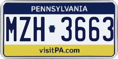 PA license plate MZH3663