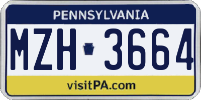 PA license plate MZH3664