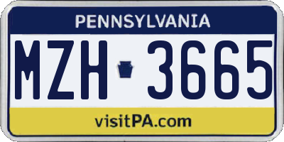 PA license plate MZH3665