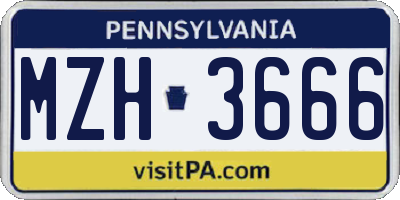 PA license plate MZH3666