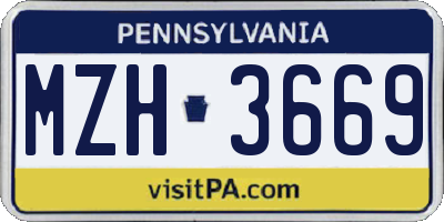 PA license plate MZH3669