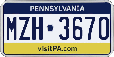 PA license plate MZH3670