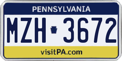 PA license plate MZH3672