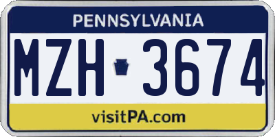 PA license plate MZH3674