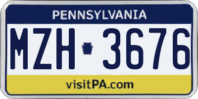 PA license plate MZH3676