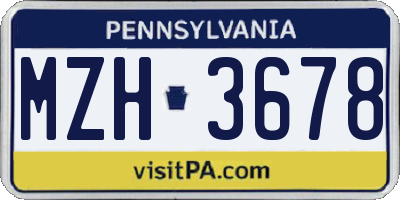 PA license plate MZH3678