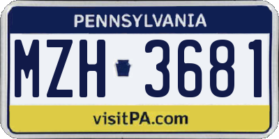PA license plate MZH3681