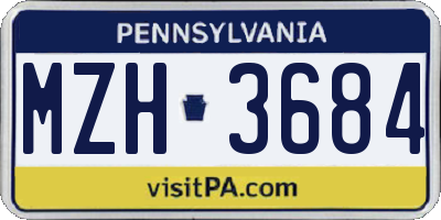 PA license plate MZH3684
