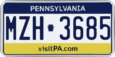 PA license plate MZH3685
