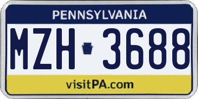 PA license plate MZH3688
