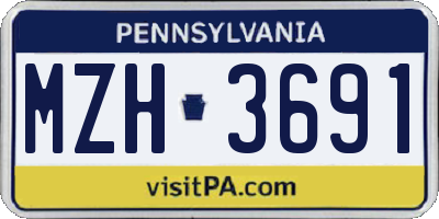 PA license plate MZH3691