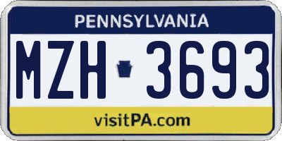 PA license plate MZH3693