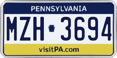 PA license plate MZH3694