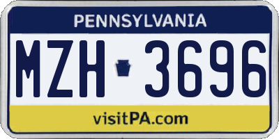 PA license plate MZH3696