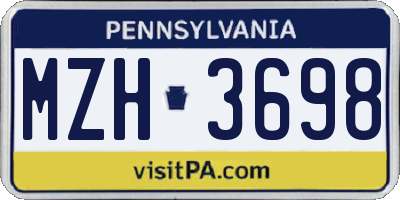 PA license plate MZH3698