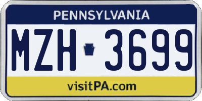 PA license plate MZH3699