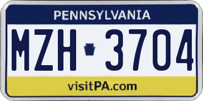 PA license plate MZH3704