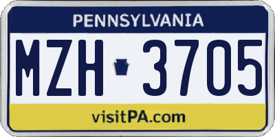 PA license plate MZH3705