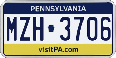 PA license plate MZH3706