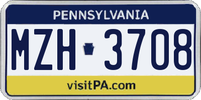 PA license plate MZH3708