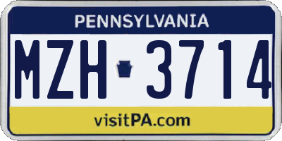 PA license plate MZH3714