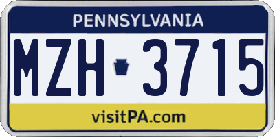 PA license plate MZH3715