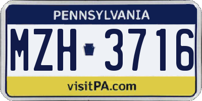 PA license plate MZH3716