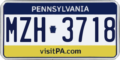 PA license plate MZH3718