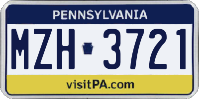 PA license plate MZH3721
