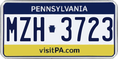 PA license plate MZH3723